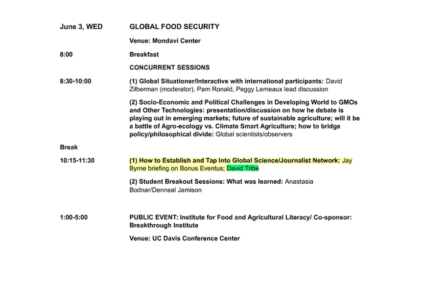 A screenshot of an old agenda from a 2015 conference.