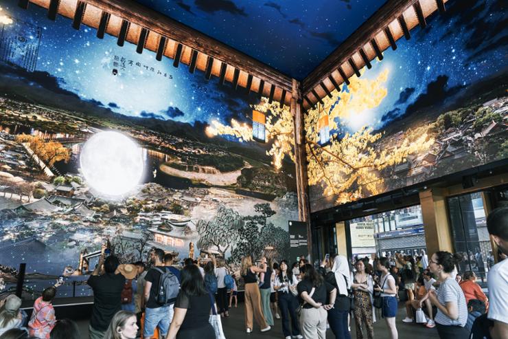 Artist Lee Lee-nam's media installation is seen during Korea Now, a joint promotional event by Korea's Ministry of Culture, Sports and Tourism and Korea Tourism Organization, in London in 2023. Courtesy of The Trinity