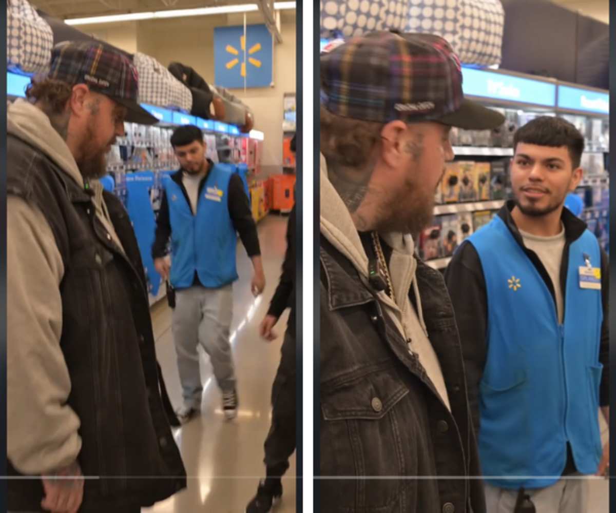 Screenshots from Jelly Roll's video showing the Walmart worker | TikTok | @officialjellyroll