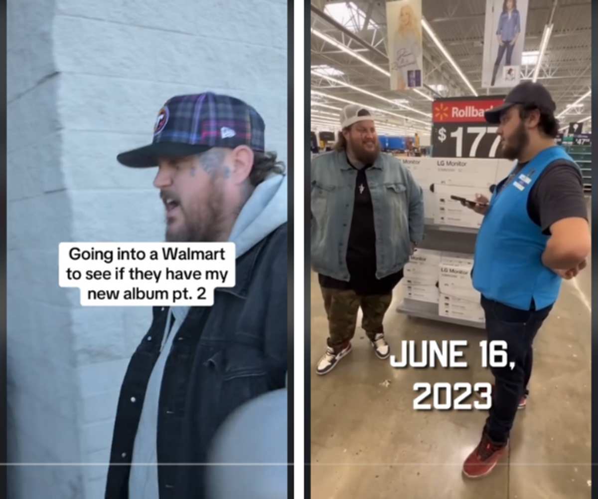 Screenshots from Jelly Roll's video at Walmart | TikTok | @officialjellyroll