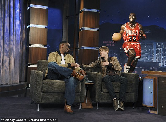 Diddy and Bieber pictured on a 2011 edition of Jimmy Kimmel Live