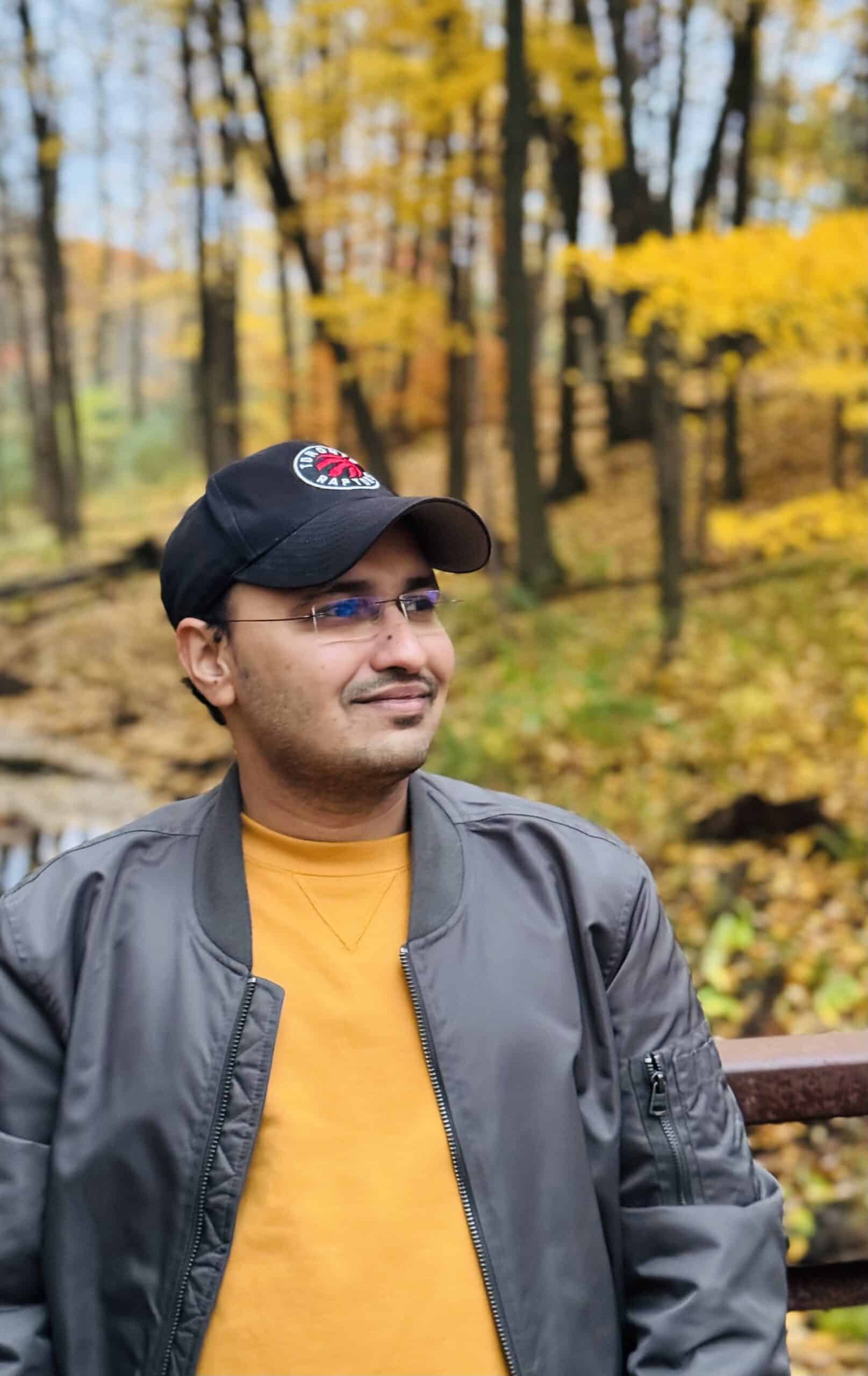 Brijesh in the woods, enjoying the golden autumn weather