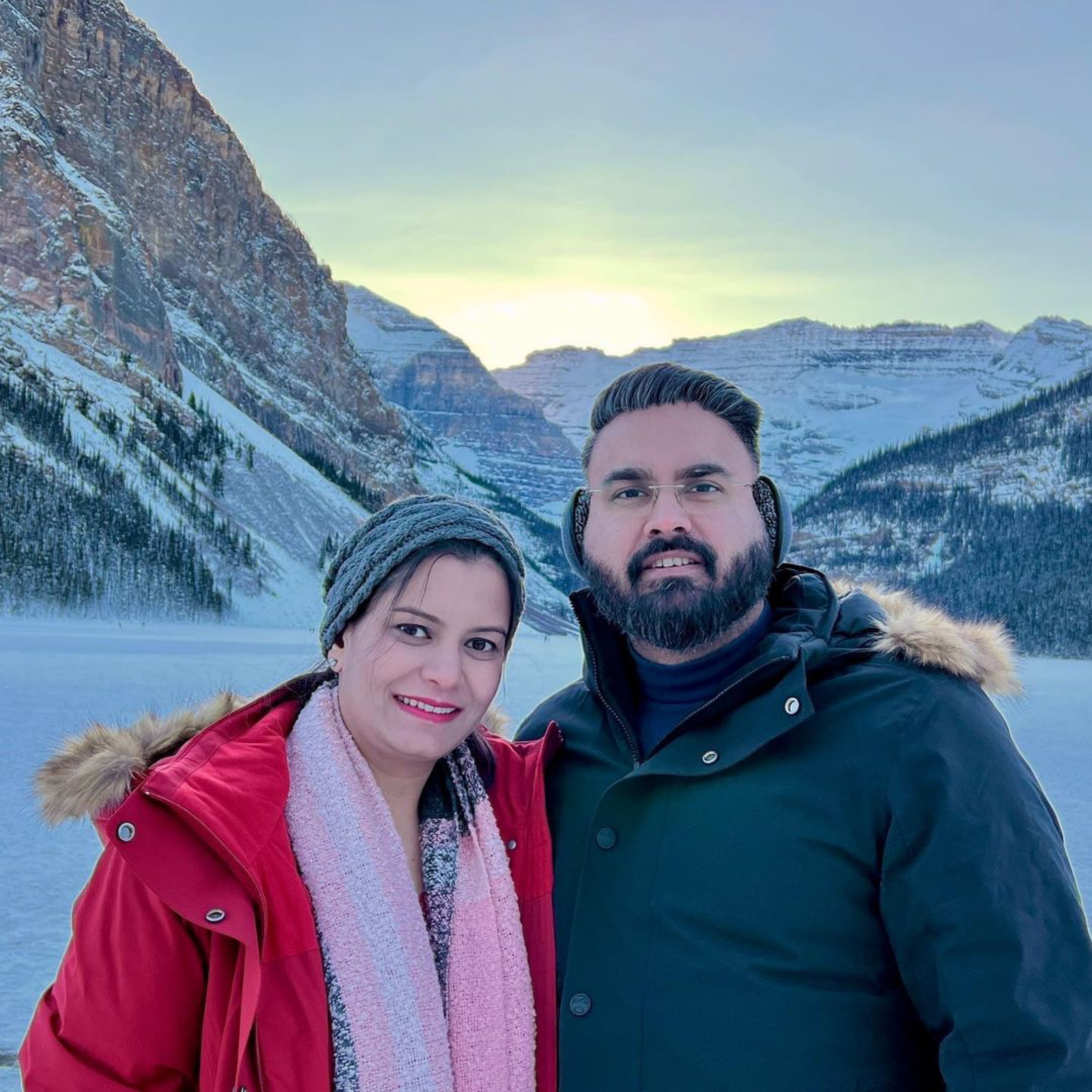 Harmeet and Manpreet in the wild Canadian north, enjoying the Canadian winter.