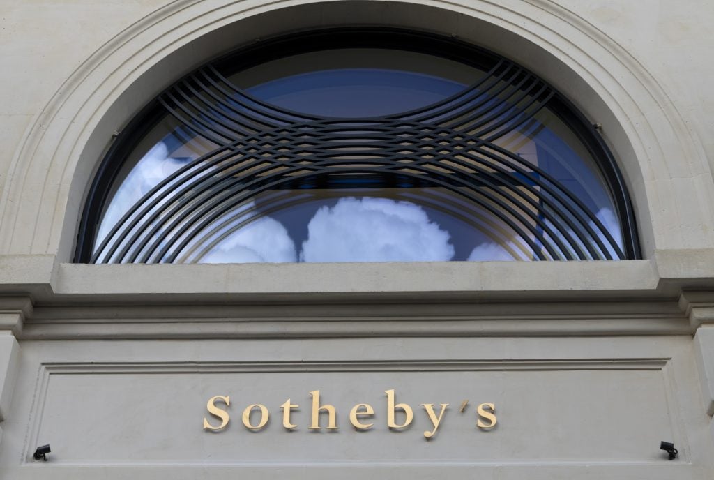 View of the art deco exterior of Sotheby's Paris