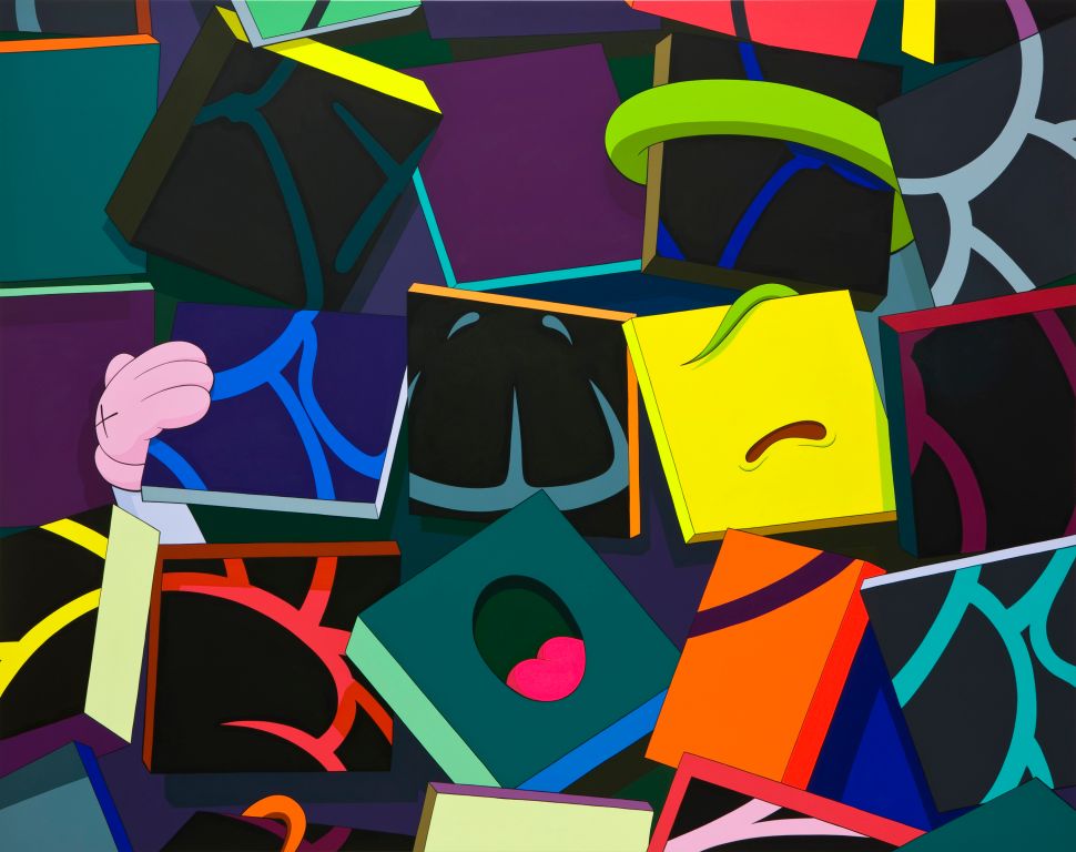 A colorful work of abstract art with geometric shapes