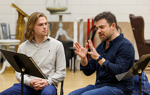 Grammy Award-winning conductor Michael Christie works with IU students during the maestro rehearsal for The Amazing Adventures of Kavalie...