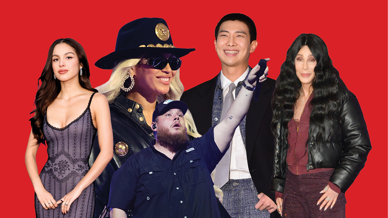 Clients of the top music lawyers include (from left) Olivia Rodrigo, Beyoncé, Luke Combs, RM of BTS and Cher.