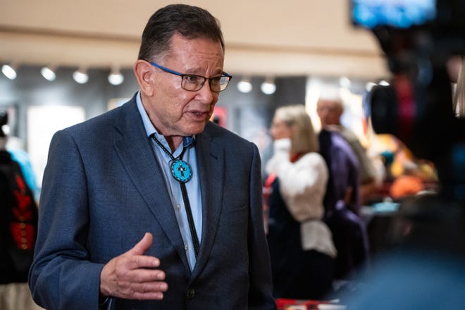 President of the Institute of American Indian Arts Robert Martin attends the Santa Fe Indian Market Best of Show luncheon at the Community Convention Center on Aug. 16, 2024, in Santa Fe, New Mexico.