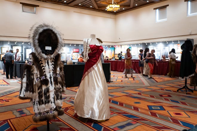 Art on display at the Santa Fe Indian Market Best of Show luncheon at the Community Convention Center on Aug. 16, 2024 in Santa Fe, New Mexico.