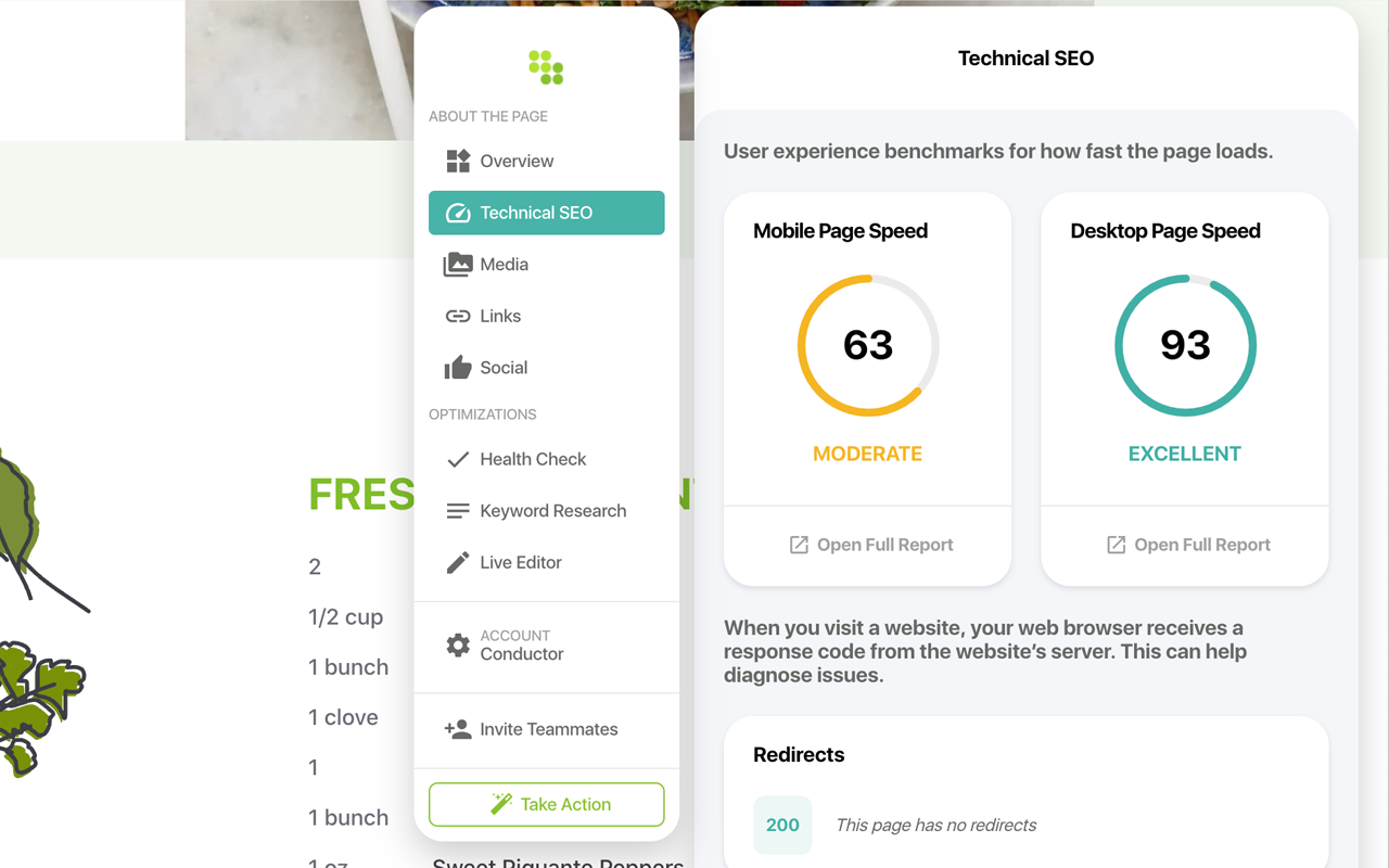 competitor site speed analytics in conductor