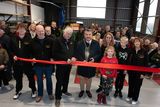 thumbnail: Mayor Cllr George Lawlor cutting the ribbon at the opening of the extension to the Ferrycarrig Autobody Repairs on Sunday afternoon. Pic: Jim Campbell