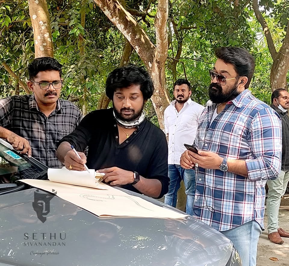 Concept Artist Sethu Sivanandan with Mohanlal