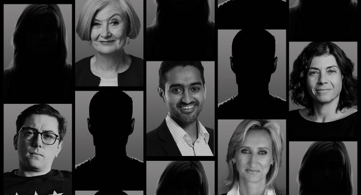 Joe Aston, Kate McClymont, Waleed Aly, Janine Perrett and Sue Chrysanthou (Image: Private Media)
