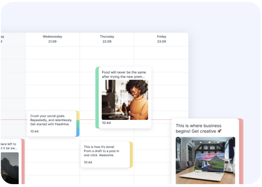 Feedhive's social media tool that shows how to visually plan and schedule content.