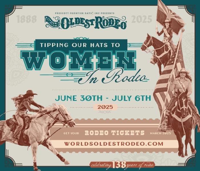 Prescott Frontier Days Women in Rodeo Graphic with details as listed in the article.