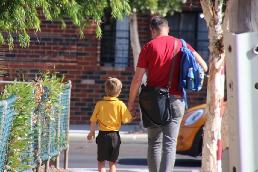 Dad with school child