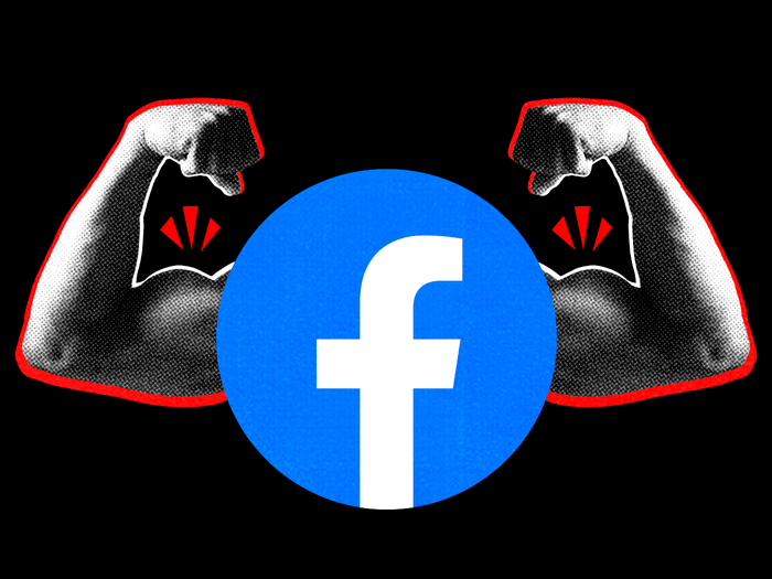 Pumped up Facebook logo.