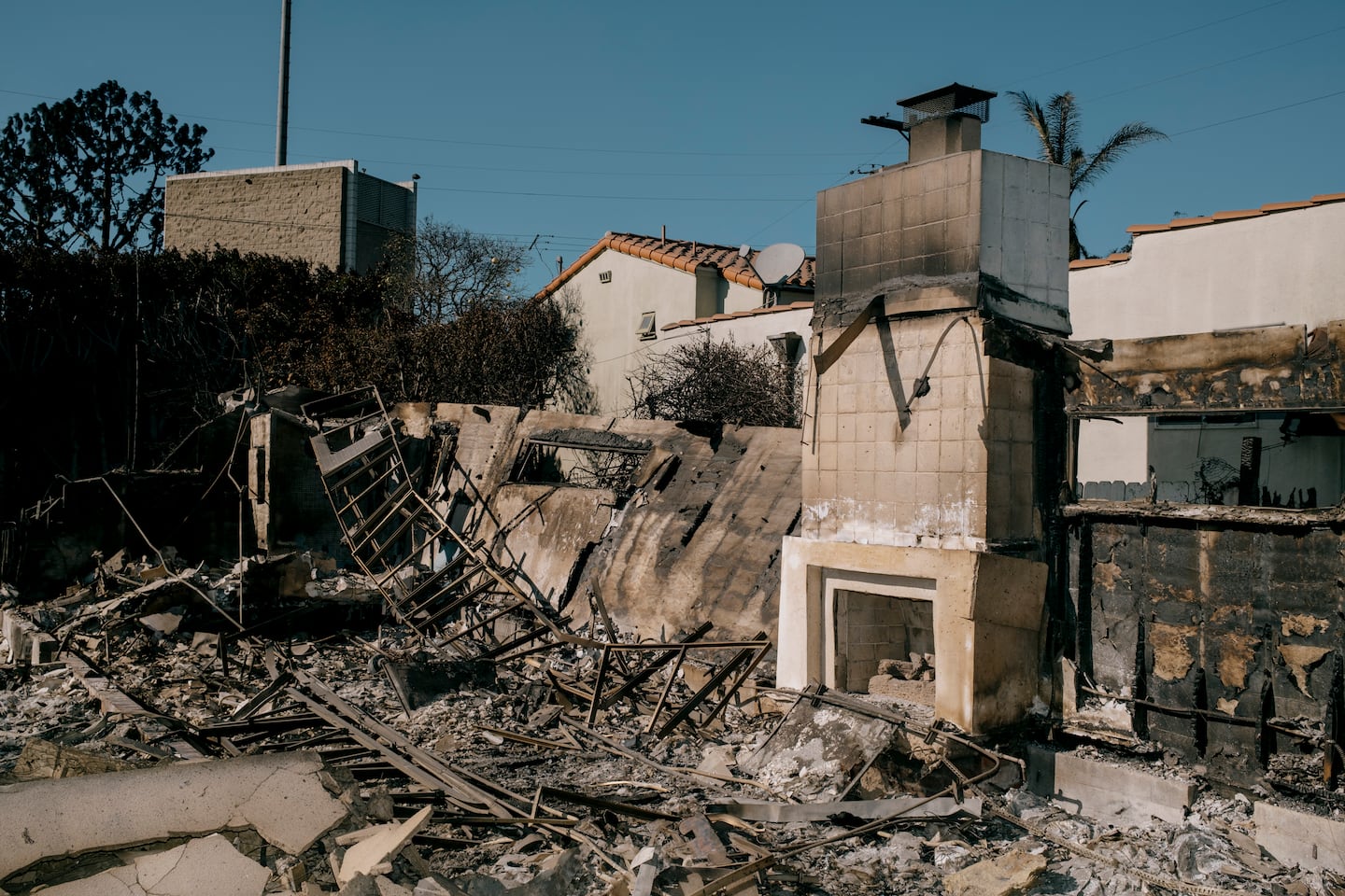 A house burned by the Palisades fire in Los Angeles on Jan. 13.