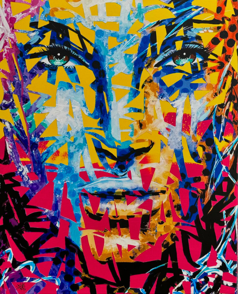 Graffiti-evoking portrait of a woman by Yoann Bonneville