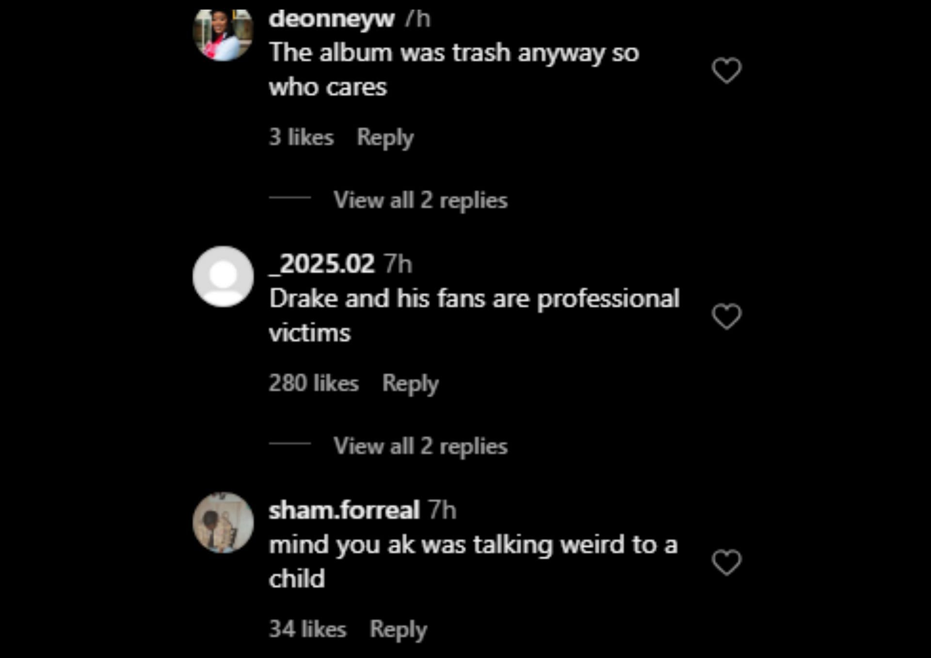 Internet users react to Drizzy’s social media activity (Image via Instagram)