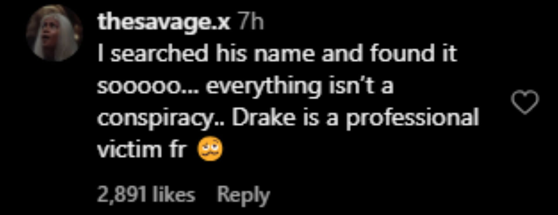 Internet user reacts to Drizzy’s social media activity (Image via Instagram)