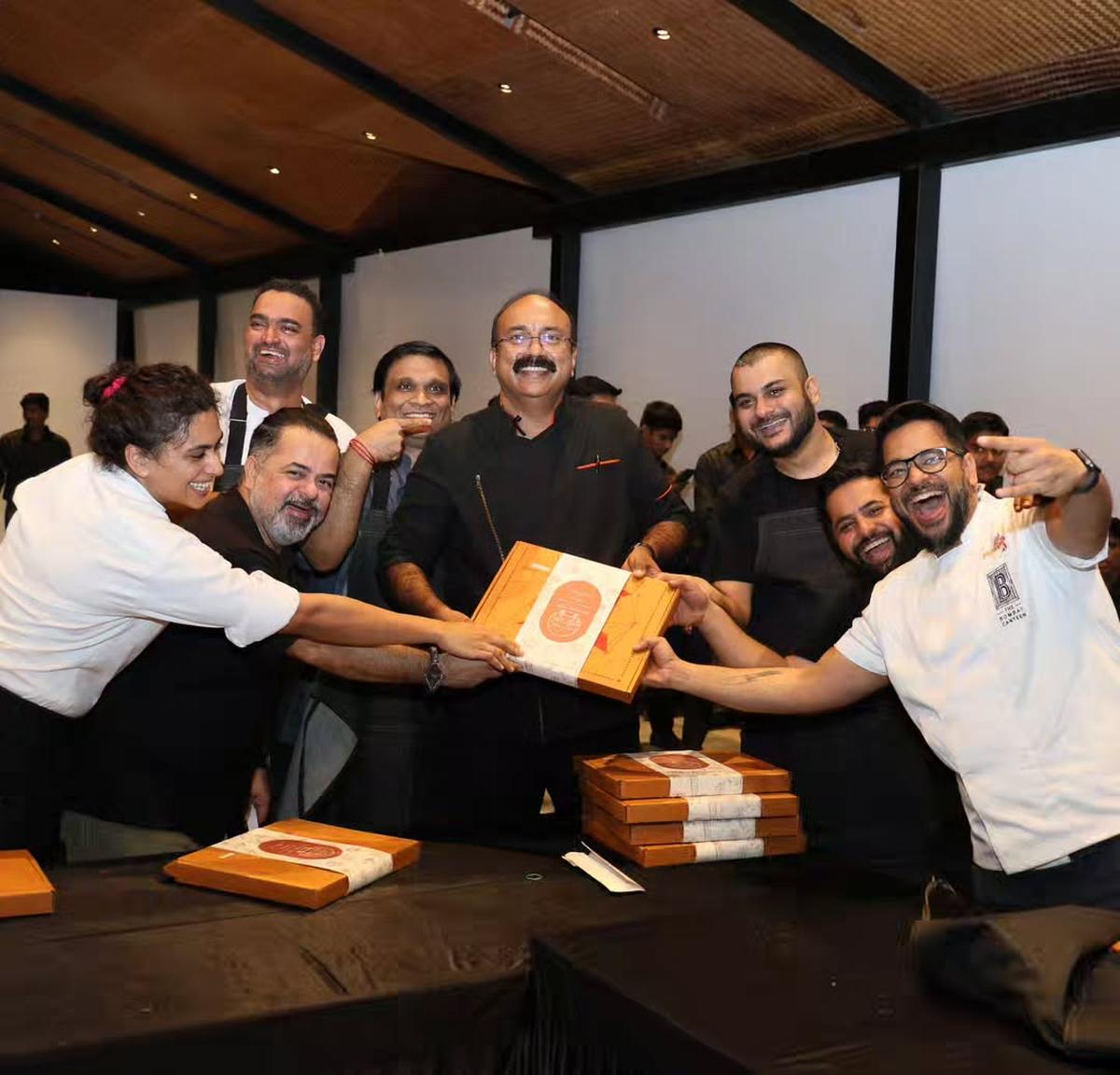 Chef Regi Mathew (centre) and the team behind ‘India’s Culinary Odyssey’ in Chennai last year.