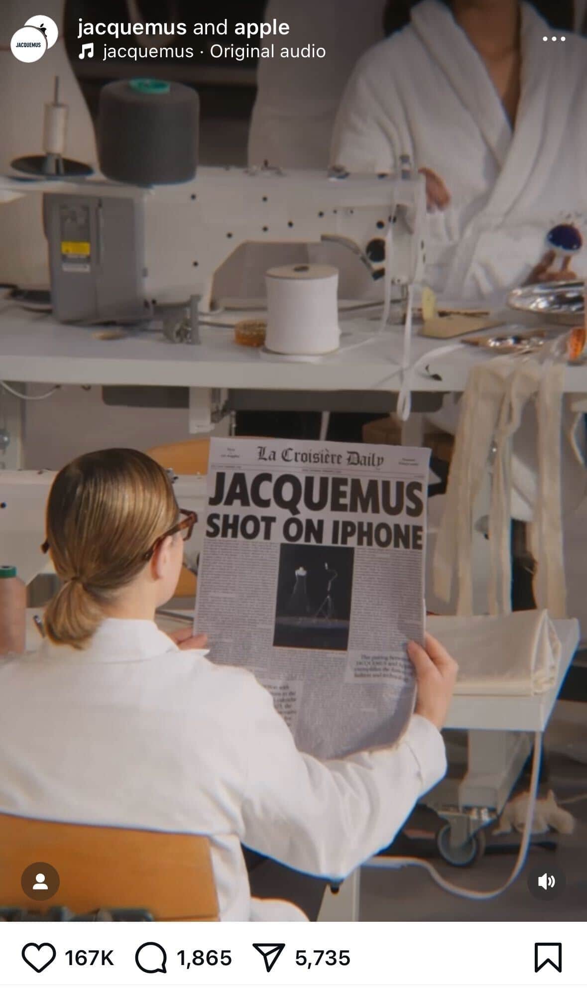 Instagram Reel from Apple and Jaquemus for #ShotOnAnIPhone campaign. 