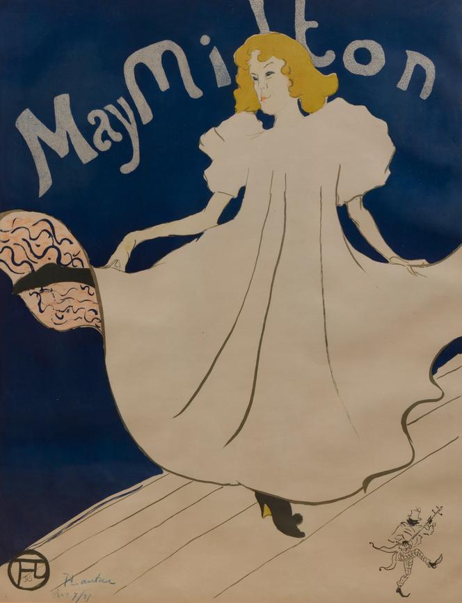 Poster depicting the <em>Moulin-Rouge</em> dancer May Milton, created by the French painter Toulouse-Lautrec.