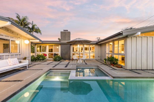 This outdoor patio and pool view may be an inspiration...