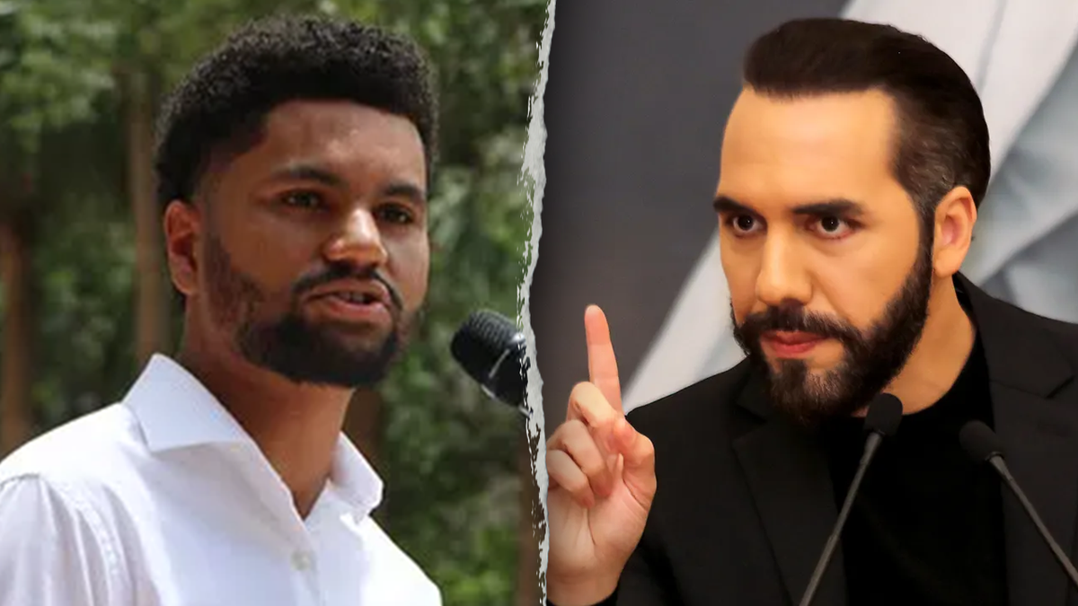 Far-left Rep. Maxwell Frost, D-Florida, (left) broke his silence on Tuesday after an unearthed social media post of rap lyrics set off a firestorm of controversy with even Salvadoran President Nayib Bukele (right) weighing in.