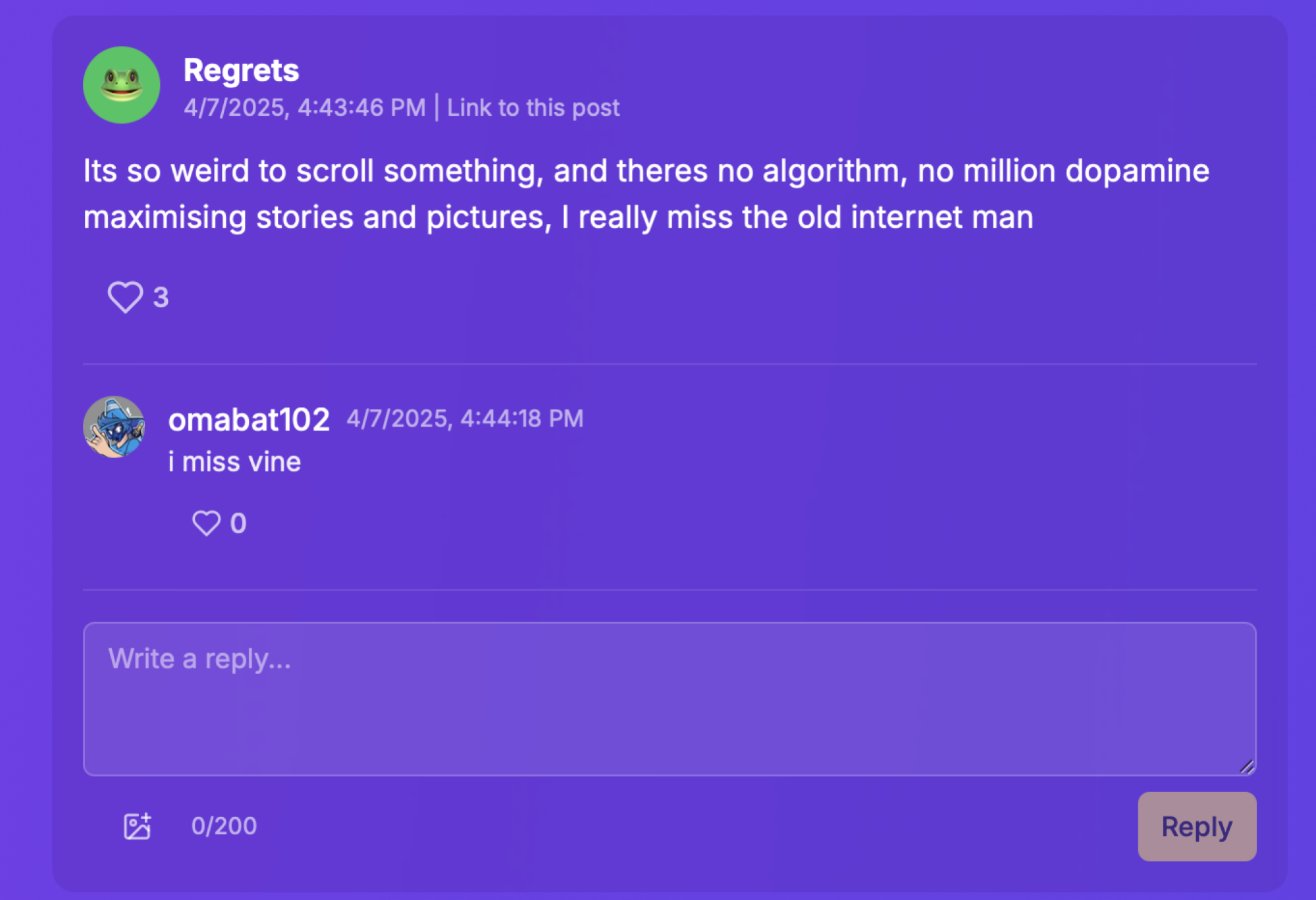 Two users talking on Seven39