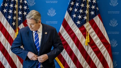 Scott Bessent in Geneva Monday at a meeting with journalists to present the agreement with China.