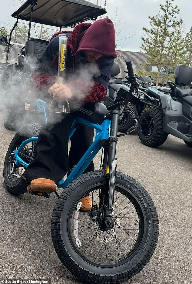 Justin has taken to social media to share posts of himself while smoking - with some snaps showing the star using a bong