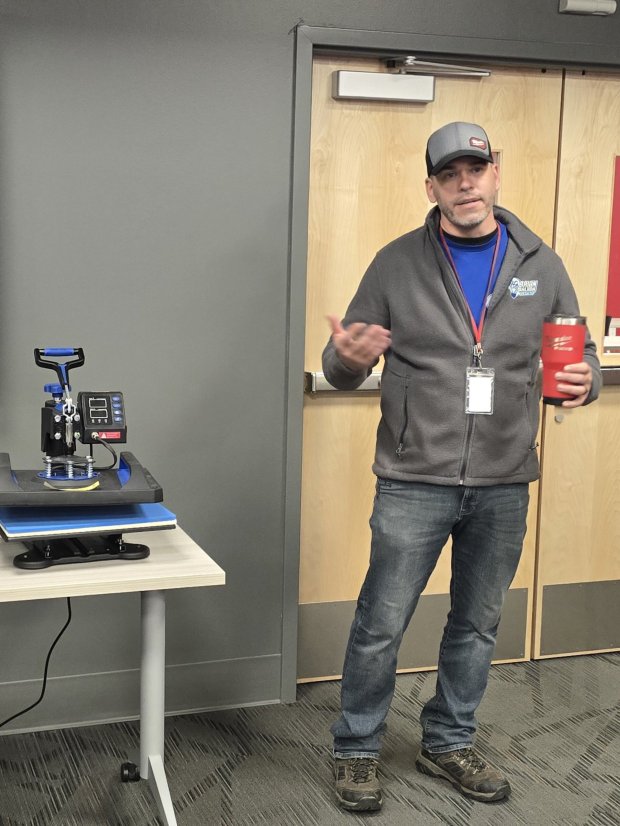 Hazleton Area Career Center graduate Brian Galada, owner of Brian Galada Electric, shared his journey with students at the Hazleton Area Cyber Academy. Brian earned his apprenticeship with a local electrician then started his own business which has successfully been serving the Hazleton Area for over five years.(SUBMITTED)