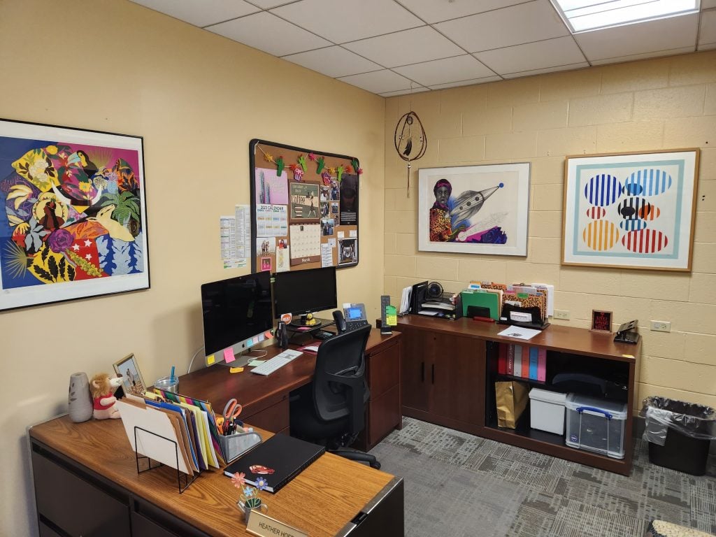 Artwork on view in an office