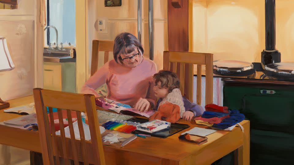 The roles and associated rituals of motherhood are a growing vehicle for expression among female artists, many of whom have begun to receive their flowers. Pictured, "Sticker Dolly Dressing." - Caroline Walker