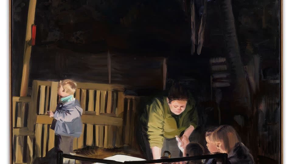 Walker has increasingly observed the balancing acts of motherhood, especially for working-class individuals or those from marginalized communities. Pictured, "Friday Cleaning, Little Bugs." - Caroline Walker
