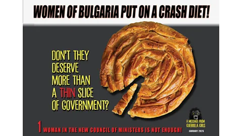 Guerrilla Girls In March 2025 the group created a poster for the Bulgarian Women's Fund criticising the lack of female representation in the country’s government (Credit: Guerrilla Girls)