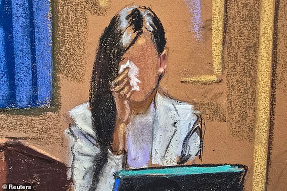 A witness testifying under the pseudonym Jane to protect her privacy is questioned by prosecutor Maurene Comey during Sean 