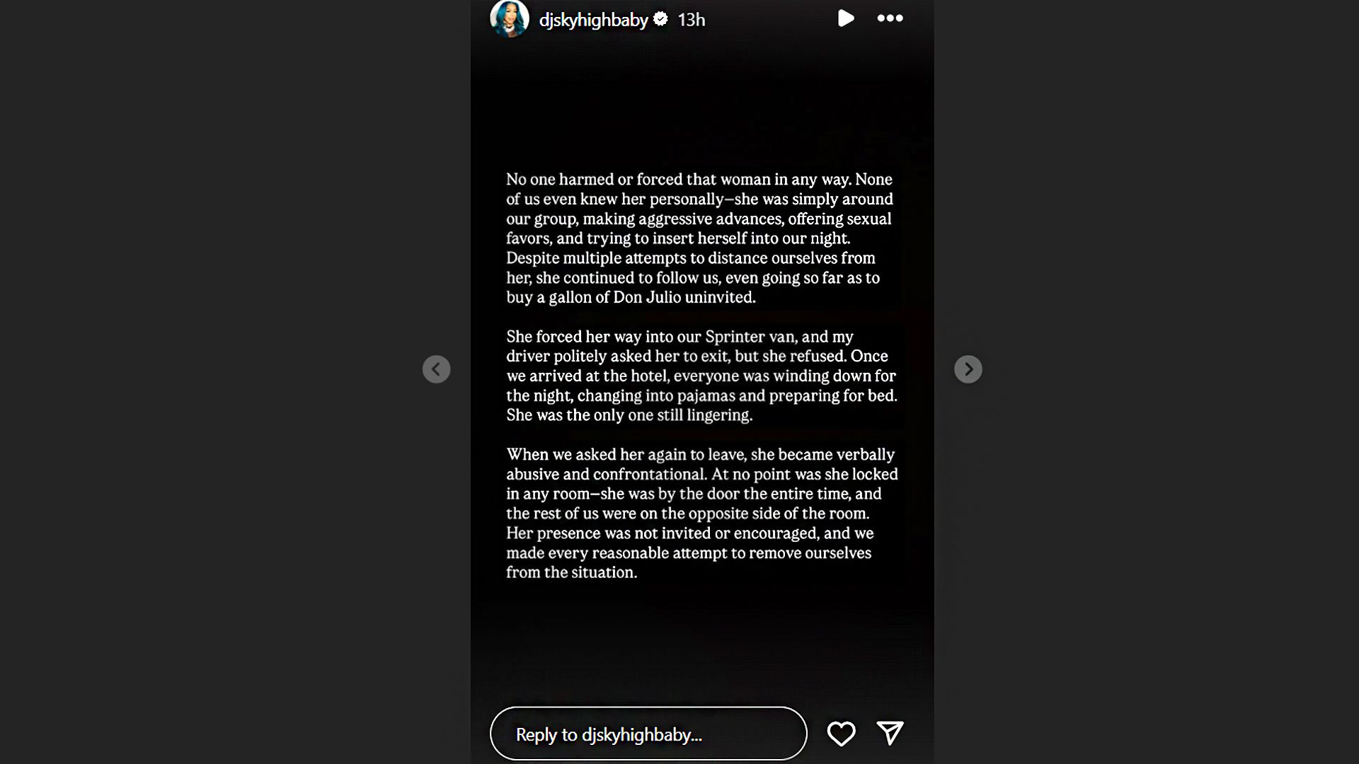 Screenshot of DJ Sky's Instagram Story post (Image via Instagram)