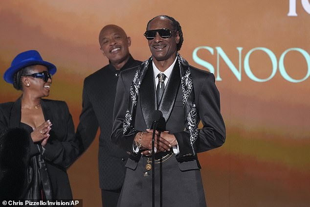 Dr. Dre took to the stage to present Snoop Dogg with the Ultimate Icon Award, more than 30 years after their first collaborations