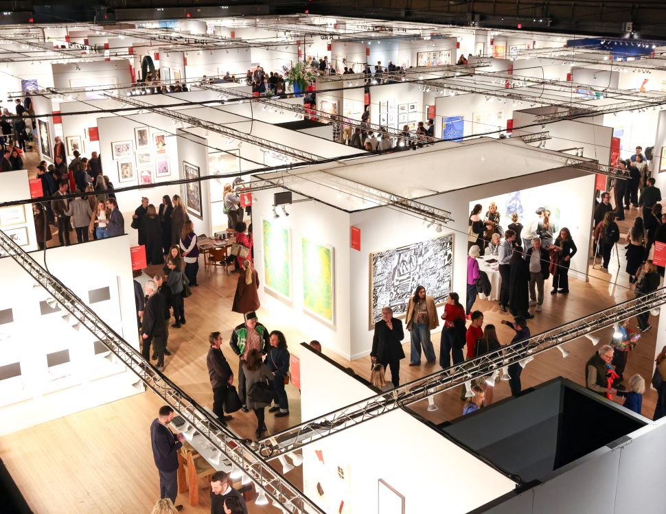 An aerial view of the 2025 IFPDA Print Fair at the Park Avenue Armory